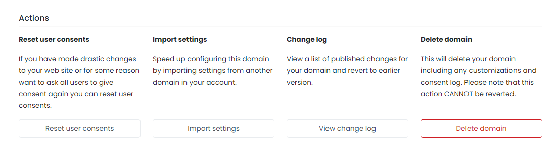 Domain overview - actions