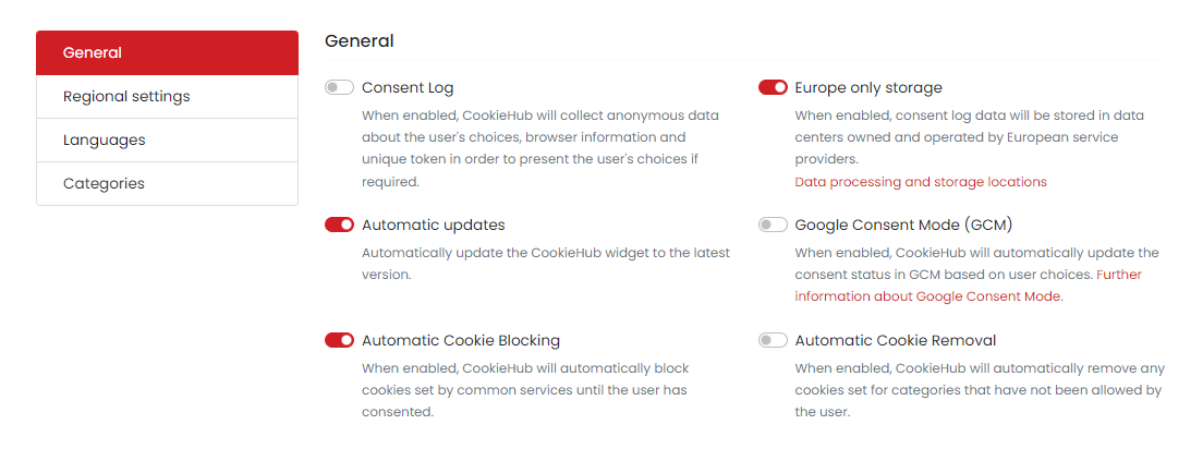 Domain settings - General