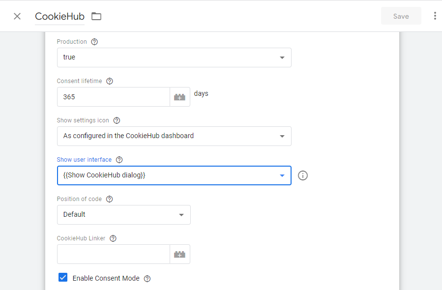 Exclude CookieHub dialog from certain pages