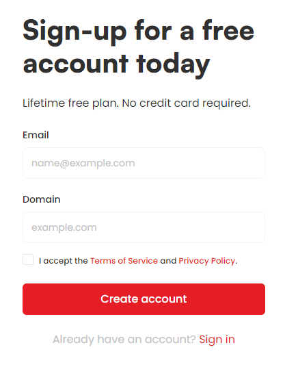 Sign-up for CookieHub account