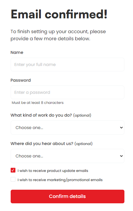 Provide additional account details